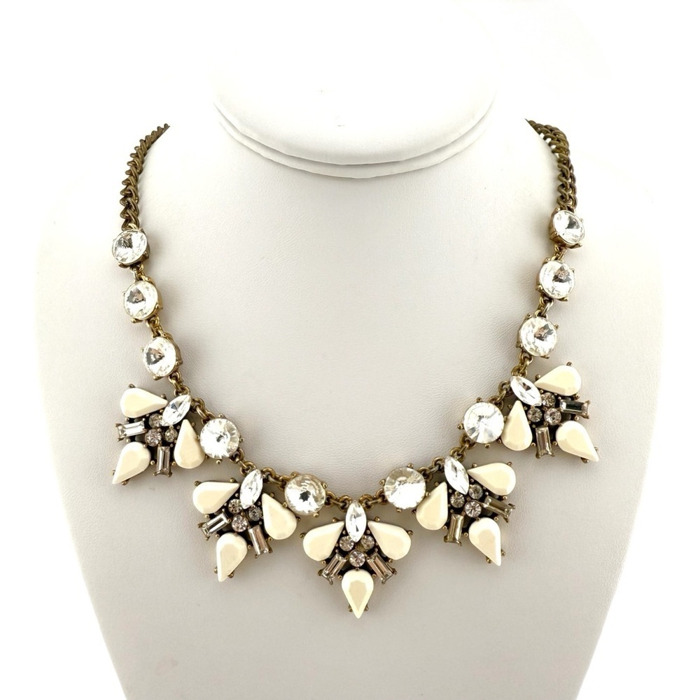 J. Crew White and Gold Floral Necklace